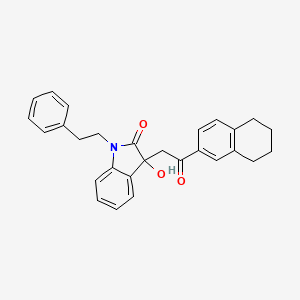 3-hydroxy-3-[2-oxo-2-(5,6,7,8-tetrahydronaphthalen-2-yl)ethyl]-1-(2-phenylethyl)-1,3-dihydro-2H-indol-2-one