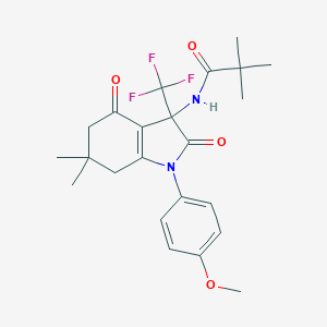 N-[1-(4-methoxyphenyl)-6,6-dimethyl-2,4-dioxo-3-(trifluoromethyl)-5,7-dihydroindol-3-yl]-2,2-dimethylpropanamide