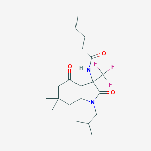 molecular formula C20H29F3N2O3 B396332 N-[1-isobutyl-6,6-dimethyl-2,4-dioxo-3-(trifluoromethyl)-2,3,4,5,6,7-hexahydro-1H-indol-3-yl]pentanamide 