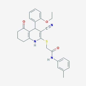 2-{[3-cyano-4-(2-ethoxyphenyl)-5-oxo-1,4,5,6,7,8-hexahydroquinolin-2-yl]sulfanyl}-N-(3-methylphenyl)acetamide