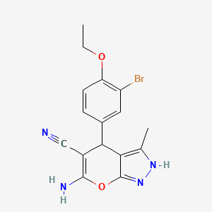 6-AMINO-4-(3-BROMO-4-ETHOXYPHENYL)-3-METHYL-1H,4H-PYRANO[2,3-C]PYRAZOLE-5-CARBONITRILE