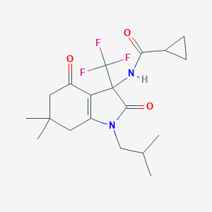 molecular formula C19H25F3N2O3 B396344 N-[6,6-dimethyl-1-(2-methylpropyl)-2,4-dioxo-3-(trifluoromethyl)-5,7-dihydroindol-3-yl]cyclopropanecarboxamide CAS No. 720677-74-7