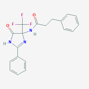 molecular formula C19H16F3N3O2 B396348 N-[5-oxo-2-phenyl-4-(trifluoromethyl)-1H-imidazol-4-yl]-3-phenylpropanamide CAS No. 717894-68-3