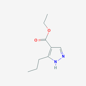 molecular formula C9H14N2O2 B039635 乙基5-丙基-1H-吡唑-4-羧酸酯 CAS No. 123374-28-7