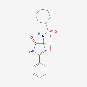 molecular formula C17H18F3N3O2 B396355 N-[5-oxo-2-phenyl-4-(trifluoromethyl)-1H-imidazol-4-yl]cyclohexanecarboxamide CAS No. 714212-39-2