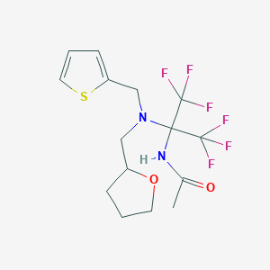 molecular formula C15H18F6N2O2S B396356 N-[1,1,1,3,3,3-hexafluoro-2-[oxolan-2-ylmethyl(thiophen-2-ylmethyl)amino]propan-2-yl]acetamide 