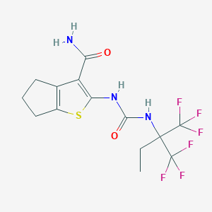 molecular formula C14H15F6N3O2S B396361 2-[({[1,1-bis(trifluoromethyl)propyl]amino}carbonyl)amino]-5,6-dihydro-4H-cyclopenta[b]thiophene-3-carboxamide 