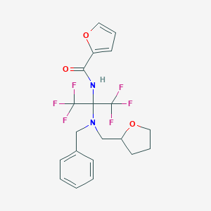 molecular formula C20H20F6N2O3 B396362 N-[1-[benzyl(tetrahydro-2-furanylmethyl)amino]-2,2,2-trifluoro-1-(trifluoromethyl)ethyl]-2-furamide 