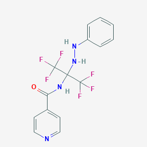 molecular formula C15H12F6N4O B396365 N-[2,2,2-trifluoro-1-(2-phenylhydrazino)-1-(trifluoromethyl)ethyl]isonicotinamide 