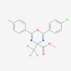 molecular formula C19H14ClF3N2O3 B396368 methyl 2-(4-chlorophenyl)-6-(4-methylphenyl)-4-(trifluoromethyl)-4H-1,3,5-oxadiazine-4-carboxylate 