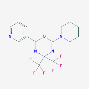 molecular formula C15H14F6N4O B396371 2-Piperidino-6-(3-pyridyl)-4,4-bis(trifluoromethyl)-4H-1,3,5-oxadiazine 