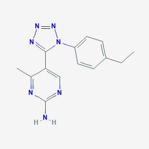 molecular formula C14H15N7 B396373 5-[1-(4-ethylphenyl)-1H-tetraazol-5-yl]-4-methyl-2-pyrimidinylamine 