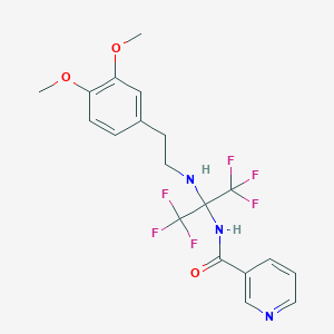 molecular formula C19H19F6N3O3 B396376 N-[1-{[2-(3,4-dimethoxyphenyl)ethyl]amino}-2,2,2-trifluoro-1-(trifluoromethyl)ethyl]nicotinamide 