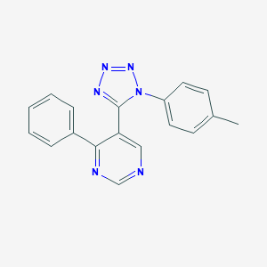 molecular formula C18H14N6 B396377 5-[1-(4-methylphenyl)-1H-tetraazol-5-yl]-4-phenylpyrimidine 
