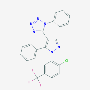 molecular formula C23H14ClF3N6 B396390 5-{1-[2-chloro-5-(trifluoromethyl)phenyl]-5-phenyl-1H-pyrazol-4-yl}-1-phenyl-1H-tetraazole 