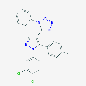 molecular formula C23H16Cl2N6 B396391 5-[1-(3,4-dichlorophenyl)-5-(4-methylphenyl)-1H-pyrazol-4-yl]-1-phenyl-1H-tetraazole 