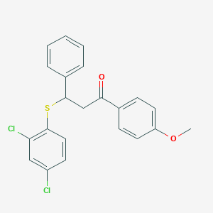 molecular formula C22H18Cl2O2S B396392 3-[(2,4-Dichlorophenyl)sulfanyl]-1-(4-methoxyphenyl)-3-phenyl-1-propanone 