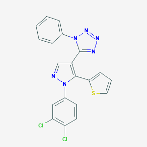 molecular formula C20H12Cl2N6S B396398 5-[1-(3,4-dichlorophenyl)-5-(2-thienyl)-1H-pyrazol-4-yl]-1-phenyl-1H-tetraazole 