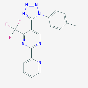 molecular formula C18H12F3N7 B396402 5-[1-(4-methylphenyl)-1H-tetraazol-5-yl]-2-(2-pyridinyl)-4-(trifluoromethyl)pyrimidine 