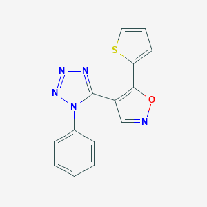 molecular formula C14H9N5OS B396422 1-phenyl-5-[5-(2-thienyl)-4-isoxazolyl]-1H-tetraazole 