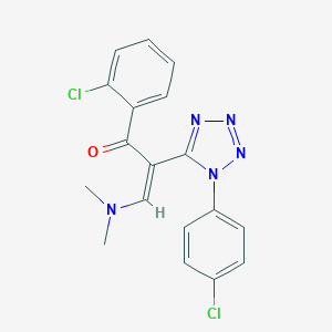 molecular formula C18H15Cl2N5O B396451 1-(2-chlorophenyl)-2-[1-(4-chlorophenyl)-1H-tetraazol-5-yl]-3-(dimethylamino)-2-propen-1-one 
