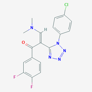 molecular formula C18H14ClF2N5O B396456 2-[1-(4-chlorophenyl)-1H-tetraazol-5-yl]-1-(3,4-difluorophenyl)-3-(dimethylamino)-2-propen-1-one 