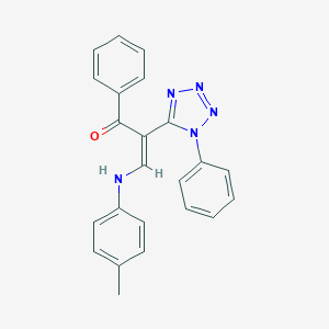 molecular formula C23H19N5O B396461 1-phenyl-2-(1-phenyl-1H-tetraazol-5-yl)-3-(4-toluidino)-2-propen-1-one 