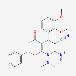 2-Amino-4-(2,3-dimethoxyphenyl)-1-(dimethylamino)-5-oxo-7-phenyl-1,4,5,6,7,8-hexahydroquinoline-3-carbonitrile