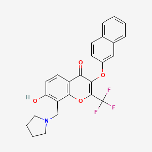 7-Hydroxy-3-naphthalen-2-yloxy-8-(pyrrolidin-1-ylmethyl)-2-(trifluoromethyl)chromen-4-one