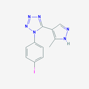 molecular formula C11H9IN6 B396472 1-(4-iodophenyl)-5-(3-methyl-1H-pyrazol-4-yl)-1H-tetraazole 