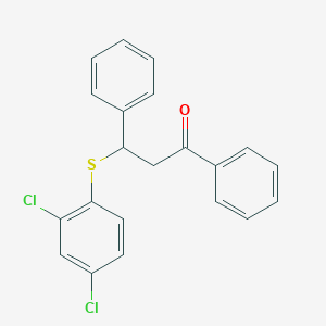 molecular formula C21H16Cl2OS B396474 3-[(2,4-Dichlorophenyl)sulfanyl]-1,3-diphenyl-1-propanone 