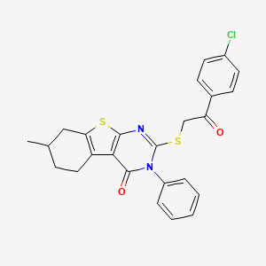 2-{[2-(4-chlorophenyl)-2-oxoethyl]sulfanyl}-7-methyl-3-phenyl-5,6,7,8-tetrahydro[1]benzothieno[2,3-d]pyrimidin-4(3H)-one