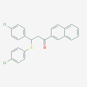 molecular formula C25H18Cl2OS B396475 3-(4-Chlorophenyl)-3-[(4-chlorophenyl)sulfanyl]-1-(2-naphthyl)-1-propanone 