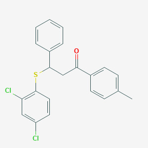 molecular formula C22H18Cl2OS B396477 3-[(2,4-Dichlorophenyl)sulfanyl]-1-(4-methylphenyl)-3-phenyl-1-propanone 