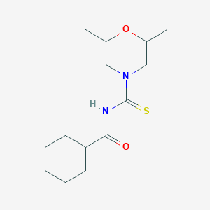 molecular formula C14H24N2O2S B3964778 N-[(2,6-dimethyl-4-morpholinyl)carbonothioyl]cyclohexanecarboxamide 