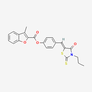 molecular formula C23H19NO4S2 B3964783 4-[(4-oxo-3-propyl-2-thioxo-1,3-thiazolidin-5-ylidene)methyl]phenyl 3-methyl-1-benzofuran-2-carboxylate 