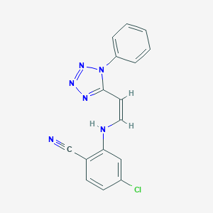 molecular formula C16H11ClN6 B396481 4-chloro-2-{[2-(1-phenyl-1H-tetraazol-5-yl)vinyl]amino}benzonitrile 