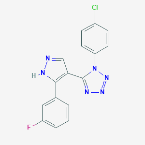 molecular formula C16H10ClFN6 B396492 1-(4-chlorophenyl)-5-[5-(3-fluorophenyl)-1H-pyrazol-4-yl]-1H-tetraazole 