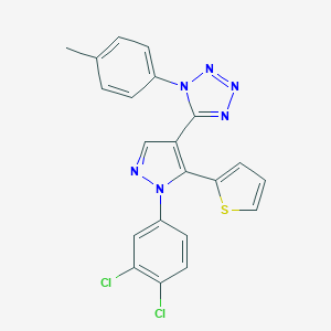 molecular formula C21H14Cl2N6S B396508 5-[1-(3,4-dichlorophenyl)-5-(2-thienyl)-1H-pyrazol-4-yl]-1-(4-methylphenyl)-1H-tetraazole 