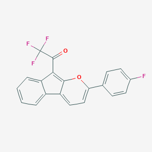 molecular formula C20H10F4O2 B396513 2,2,2-Trifluoro-1-[2-(4-fluorophenyl)indeno[2,1-b]pyran-9-yl]ethanone 