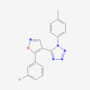 molecular formula C17H12FN5O B396529 5-[5-(3-fluorophenyl)isoxazol-4-yl]-1-(4-methylphenyl)-1H-tetraazole 