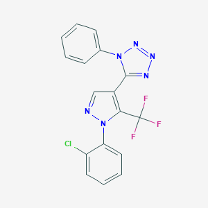 molecular formula C17H10ClF3N6 B396535 5-[1-(2-chlorophenyl)-5-(trifluoromethyl)-1H-pyrazol-4-yl]-1-phenyl-1H-tetraazole 