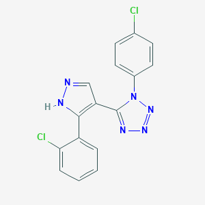 molecular formula C16H10Cl2N6 B396538 1-(4-chlorophenyl)-5-[5-(2-chlorophenyl)-1H-pyrazol-4-yl]-1H-tetraazole 