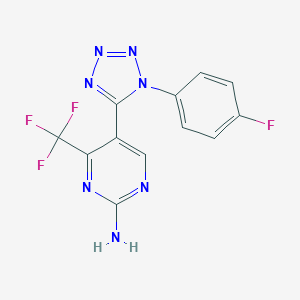 molecular formula C12H7F4N7 B396541 5-[1-(4-fluorophenyl)-1H-tetraazol-5-yl]-4-(trifluoromethyl)pyrimidin-2-amine 