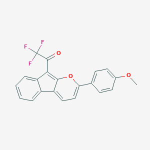 molecular formula C21H13F3O3 B396544 2,2,2-Trifluoro-1-{2-[4-(methyloxy)phenyl]indeno[2,1-b]pyran-9-yl}ethanone 