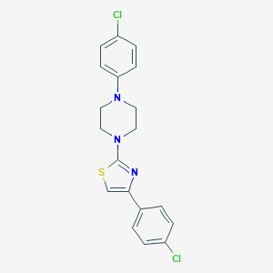 molecular formula C19H17Cl2N3S B396546 1-(4-Chlorophenyl)-4-[4-(4-chlorophenyl)-1,3-thiazol-2-yl]piperazine 