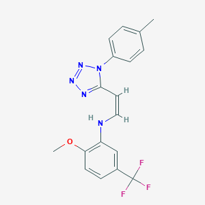 molecular formula C18H16F3N5O B396552 N-[2-methoxy-5-(trifluoromethyl)phenyl]-N-{2-[1-(4-methylphenyl)-1H-tetraazol-5-yl]vinyl}amine 