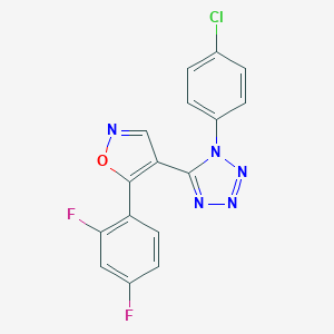 molecular formula C16H8ClF2N5O B396563 1-(4-chlorophenyl)-5-[5-(2,4-difluorophenyl)-4-isoxazolyl]-1H-tetraazole 