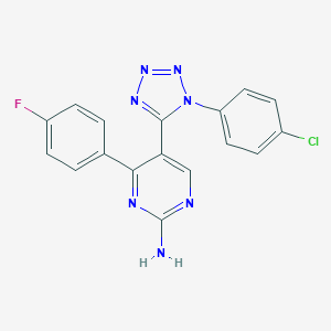 molecular formula C17H11ClFN7 B396575 5-[1-(4-chlorophenyl)-1H-tetraazol-5-yl]-4-(4-fluorophenyl)-2-pyrimidinylamine 