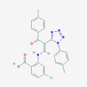 molecular formula C25H20ClN5O3 B396579 4-chloro-2-({3-(4-methylphenyl)-2-[1-(4-methylphenyl)-1H-tetraazol-5-yl]-3-oxo-1-propenyl}amino)benzoic acid 